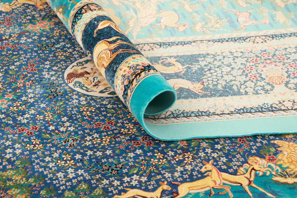 Rechteck Teppich Ghom Design in Blau von Hadorn™ - Lifestyle Image