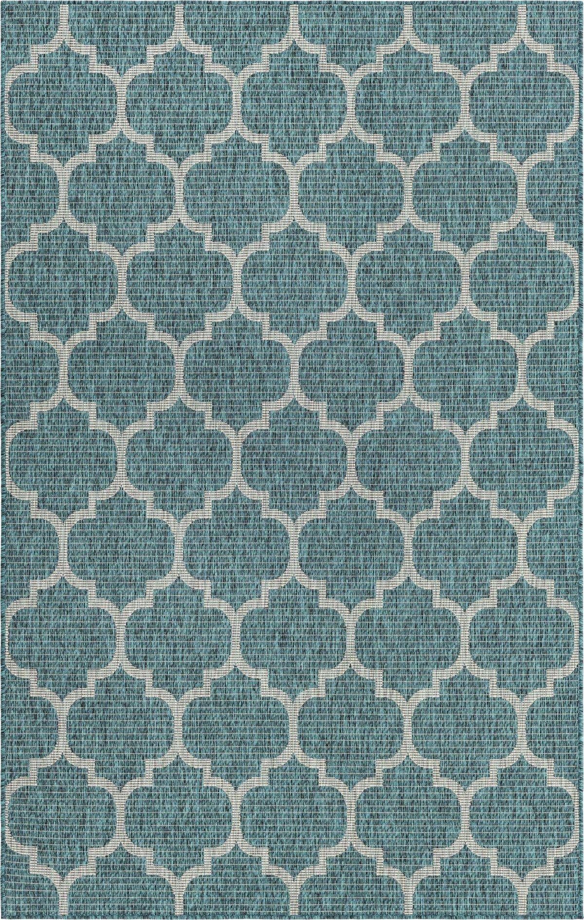 Rechteck Outdoor Teppich Tulum Outdoor Clover in Blaugrün von Hadorn™ - Lifestyle Image