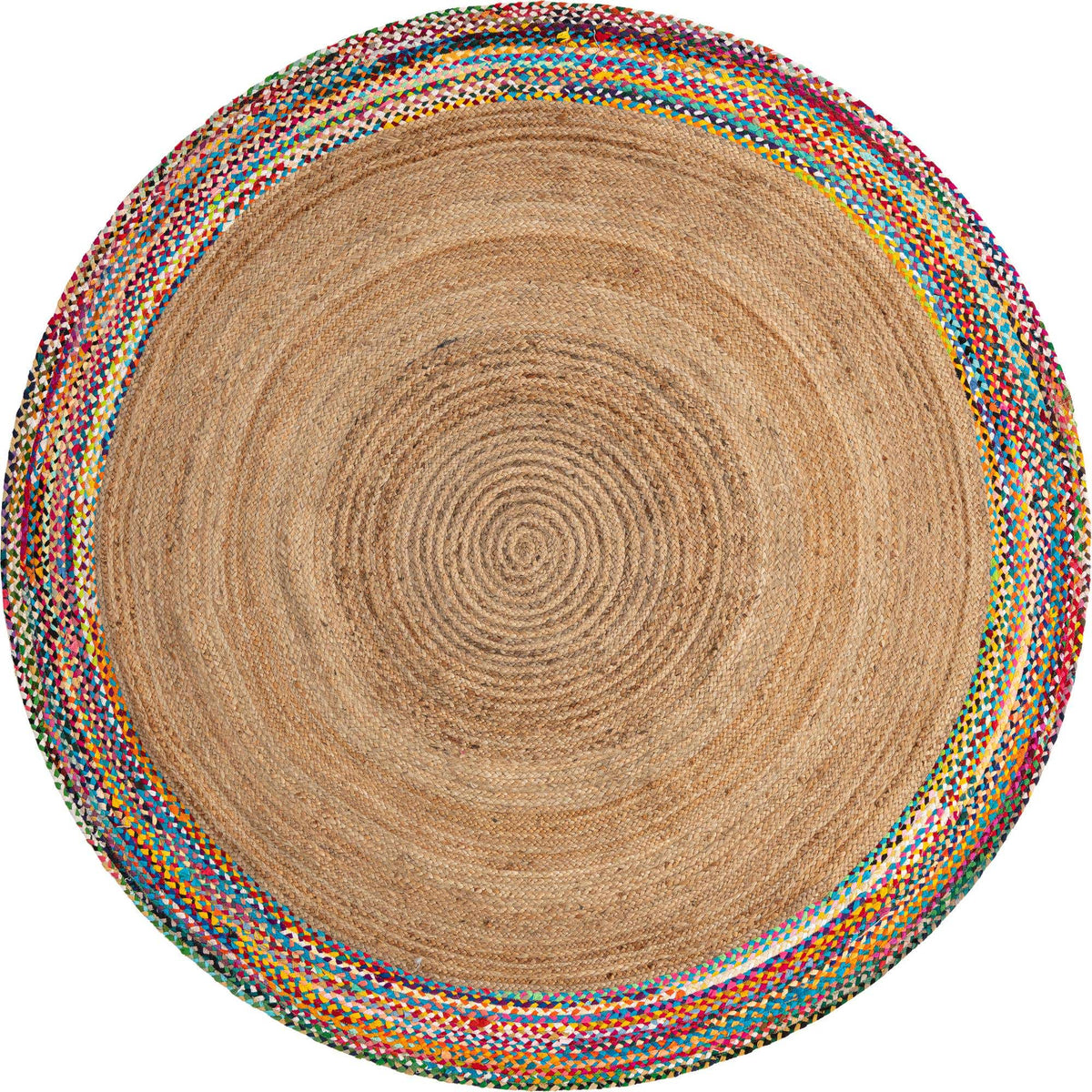 Rund Handgeflochten Teppich Braided Jute in Natürlich von Hadorn™ - Lifestyle Image