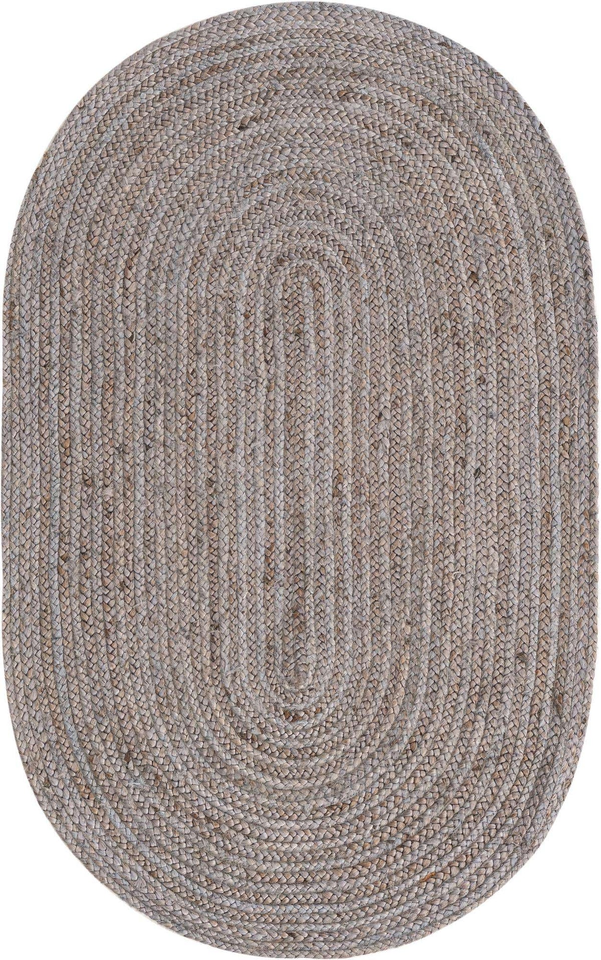 Oval Handgeflochten Teppich Braided Jute in Grau von Hadorn™ - Lifestyle Image