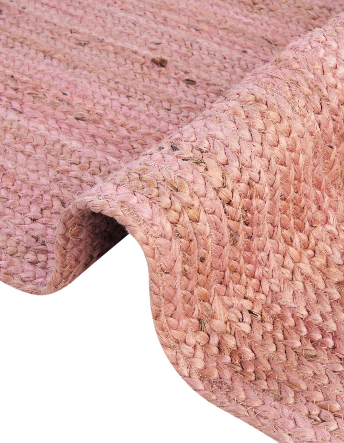 Rund Handgeflochten Teppich Braided Jute in Hellrosa von Hadorn™ - Lifestyle Image