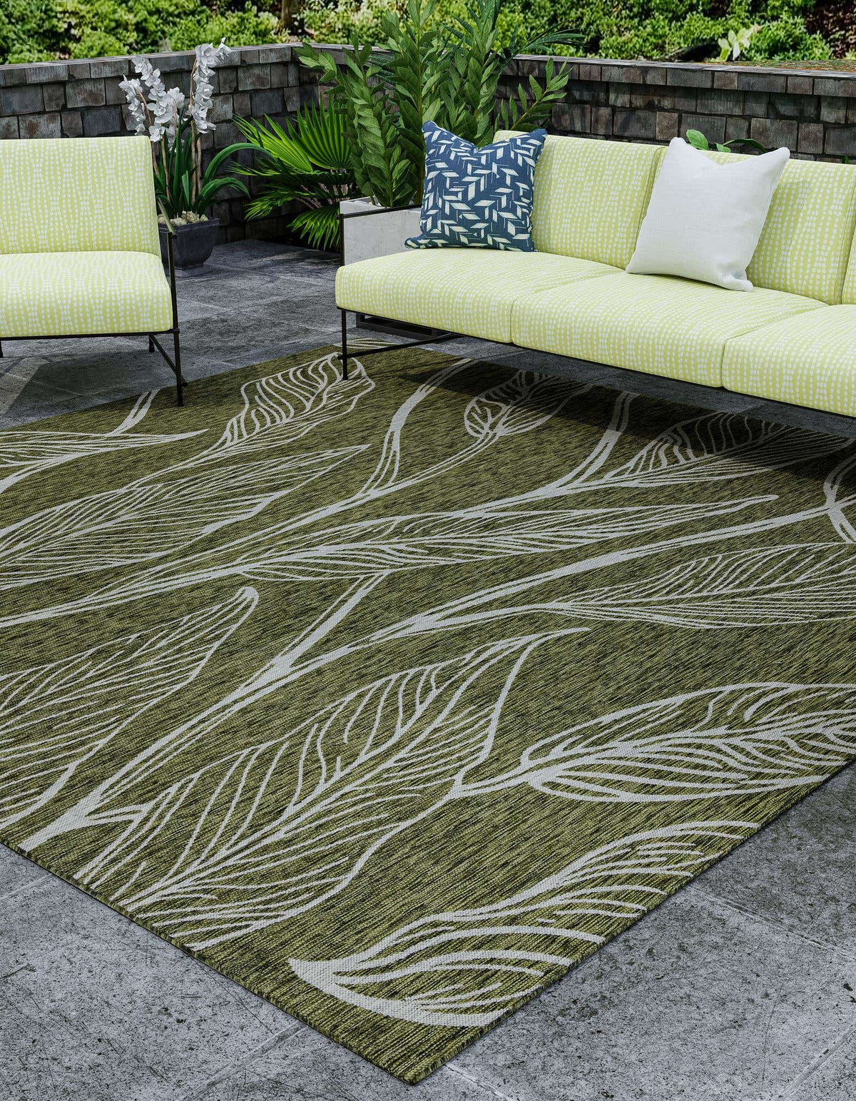 Quadratisch Outdoor Teppich Tulum Outdoor in Grün von Hadorn™ - Lifestyle Image