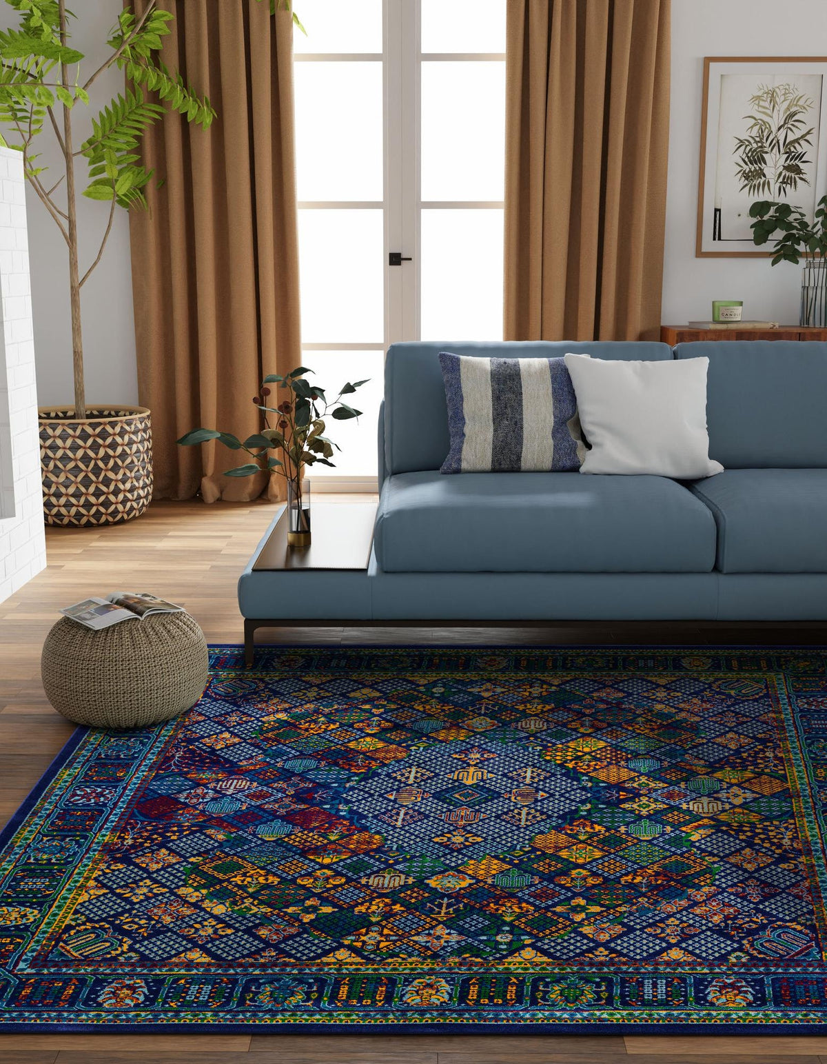 Quadratisch Teppich Calypso in Marineblau von Hadorn™ - Lifestyle Image
