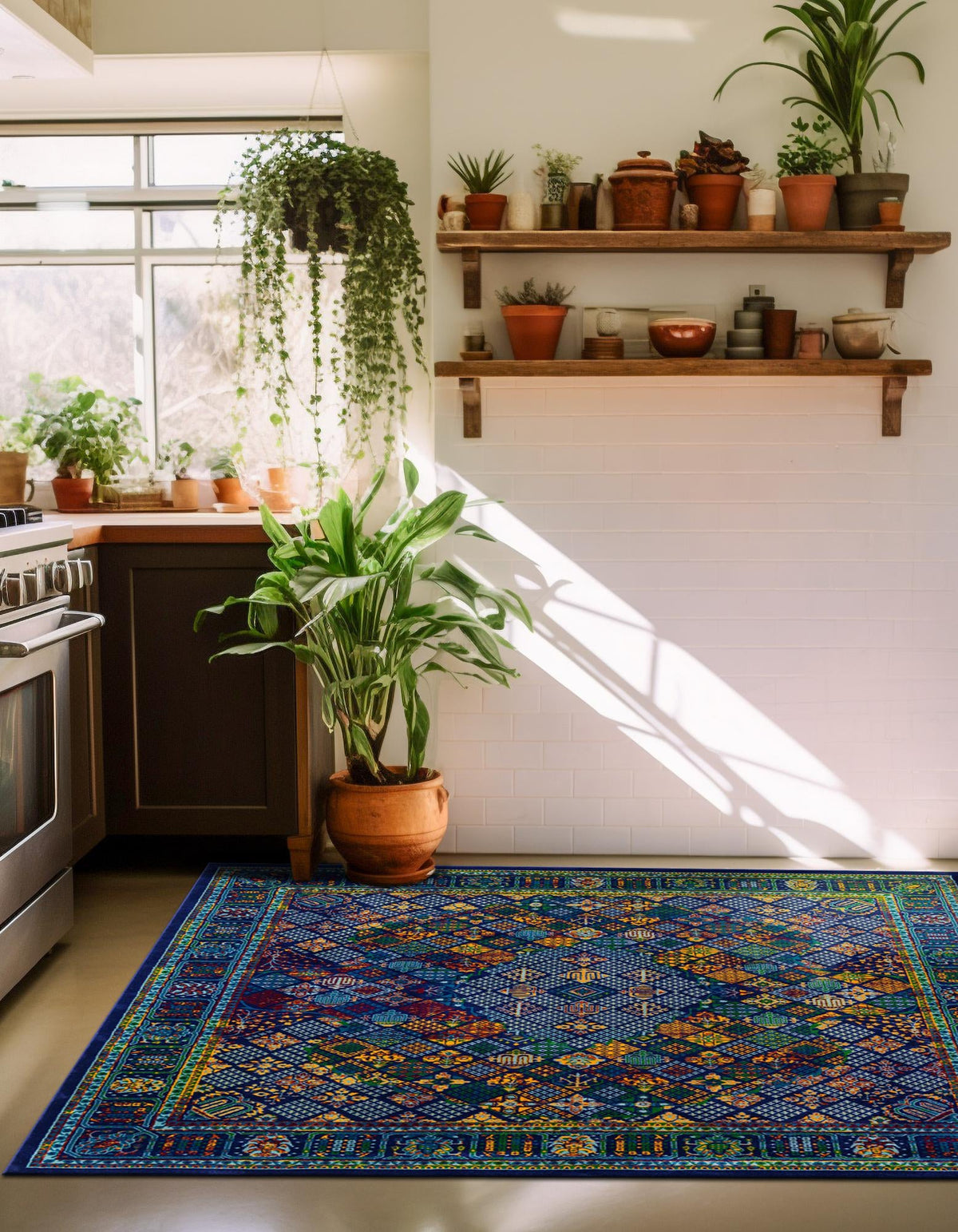 Quadratisch Teppich Calypso in Marineblau von Hadorn™ - Lifestyle Image