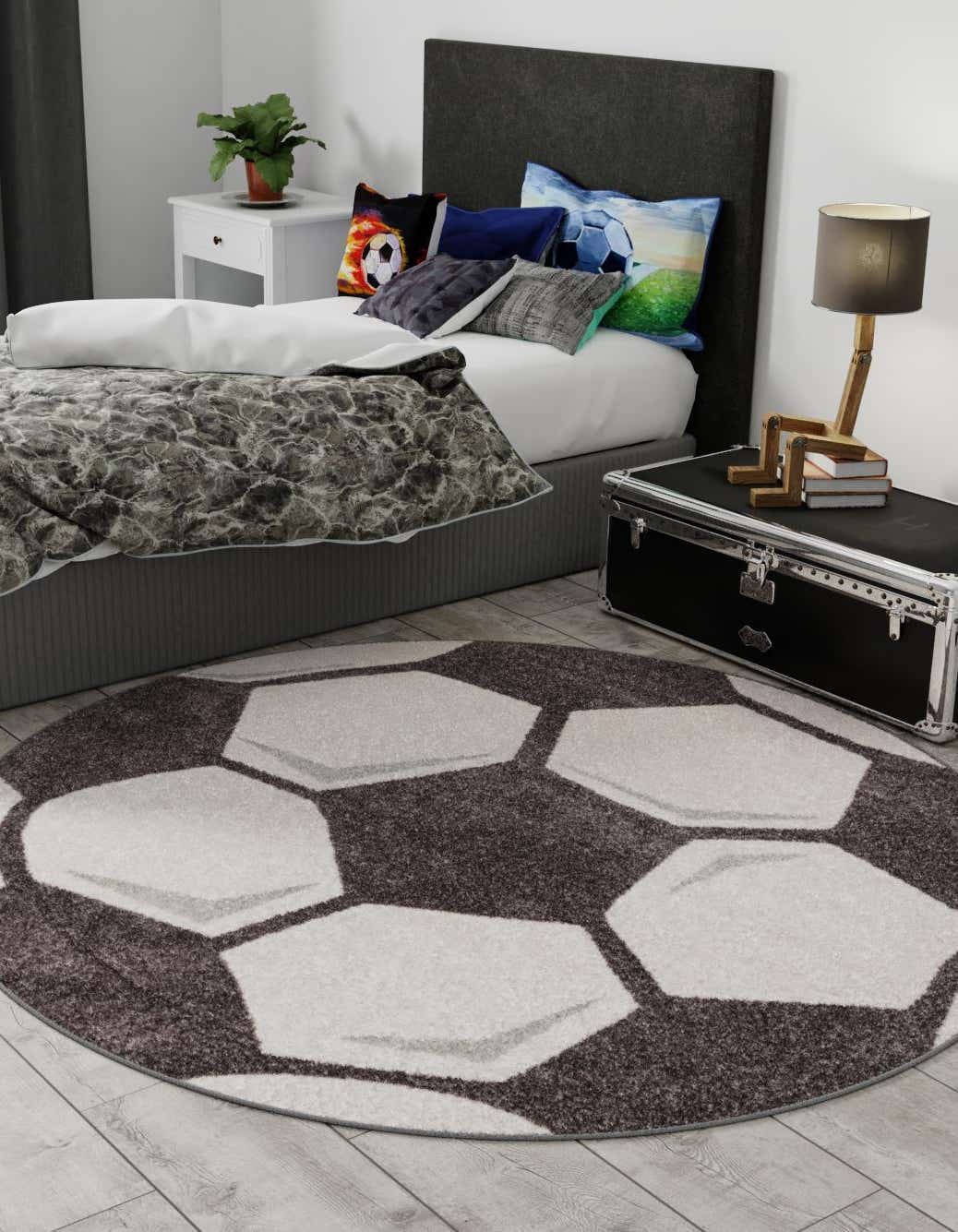 Rund Teppich Whimsy Kids in Schwarz und Weiss von Hadorn™ - Lifestyle Image