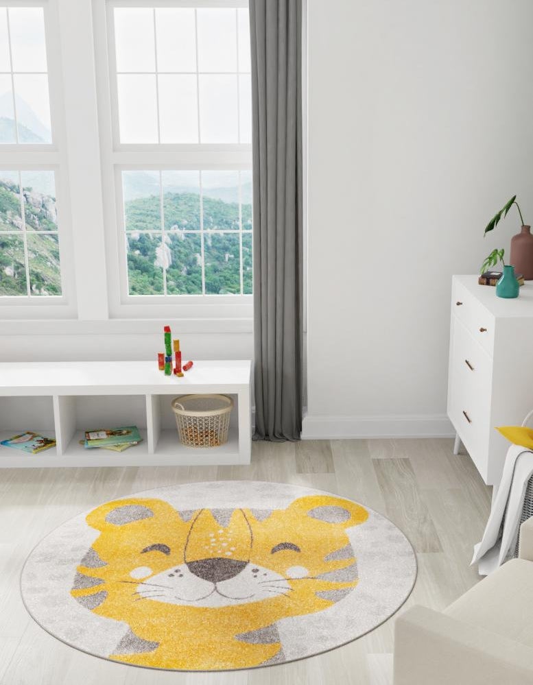 Rund Teppich Whimsy Kids in Grau von Hadorn™ - Lifestyle Image