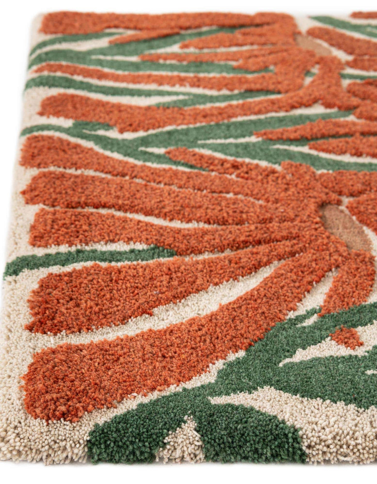 Rechteck Teppich AI Handgetuftet in Orange und Grün von Hadorn™ - Lifestyle Image