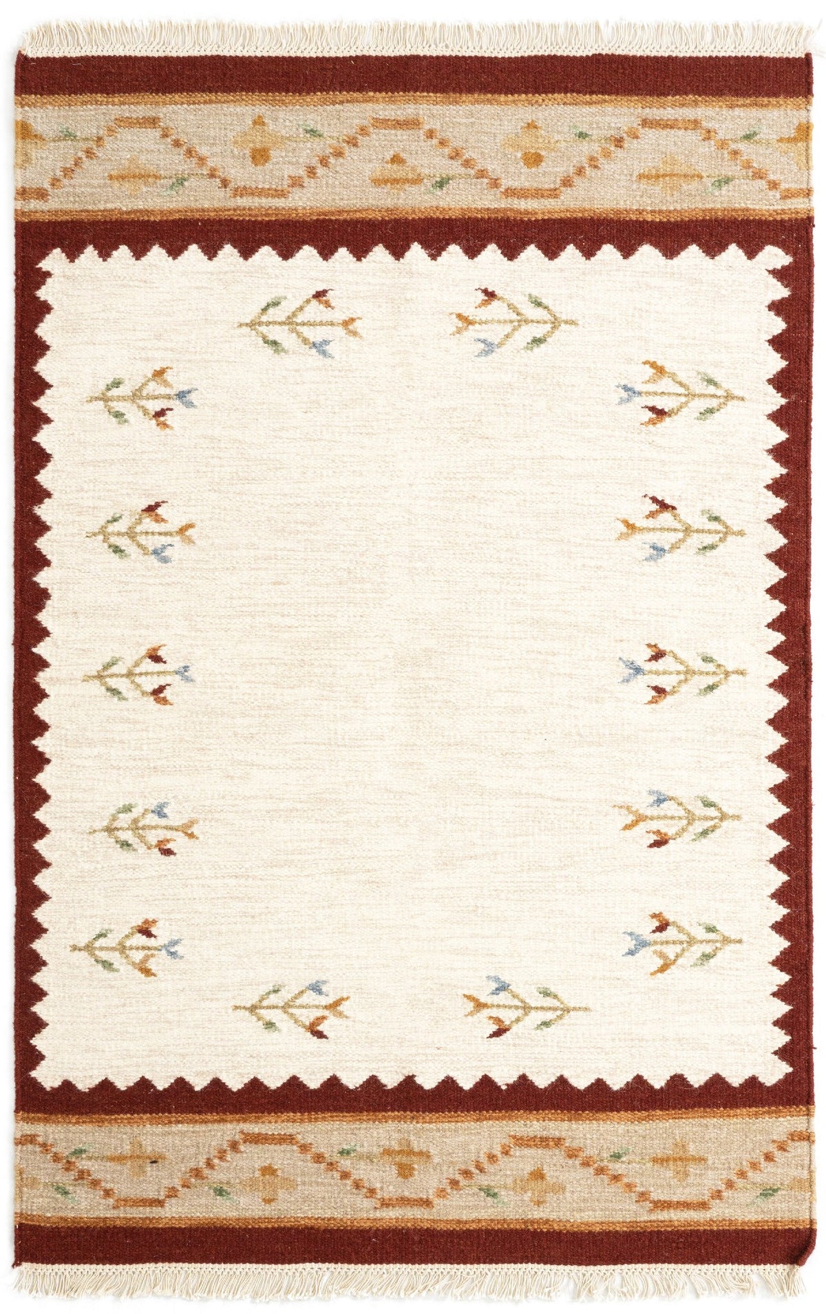 Rechteck Handgeflochten Teppich Kelim in Creme von Hadorn™ - Lifestyle Image