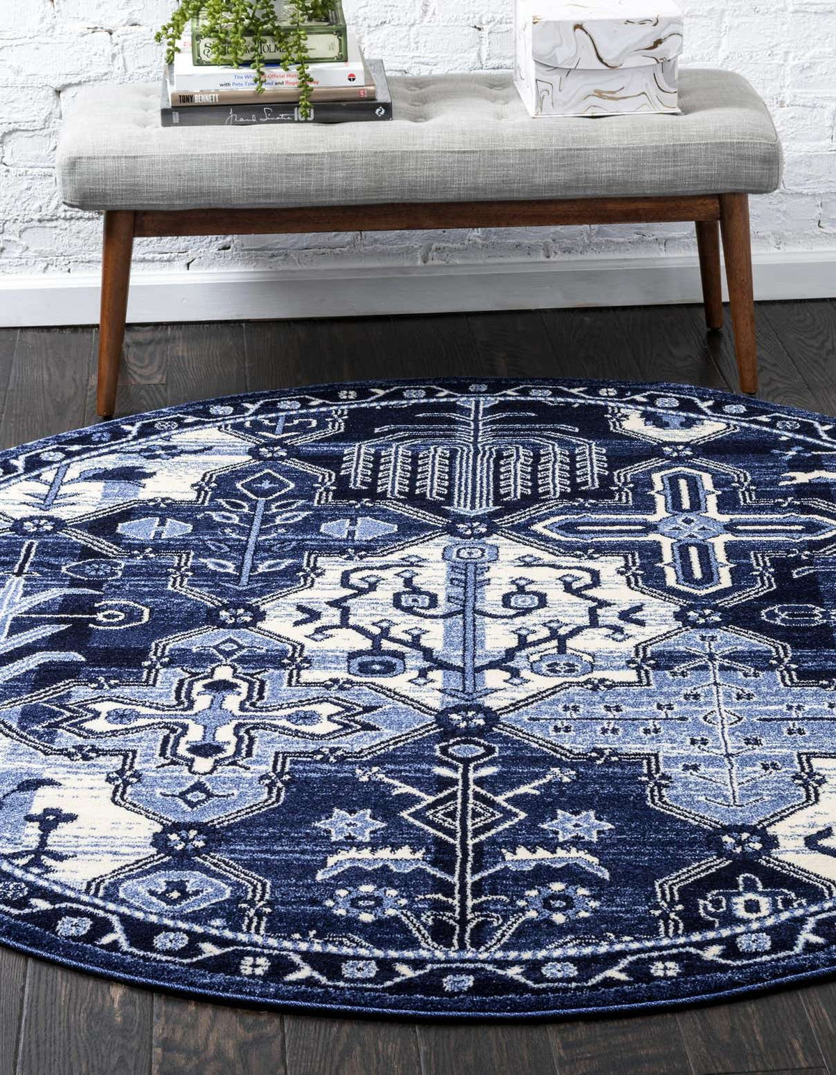 Rund Teppich Vista in Blau von Hadorn™ - Lifestyle Image