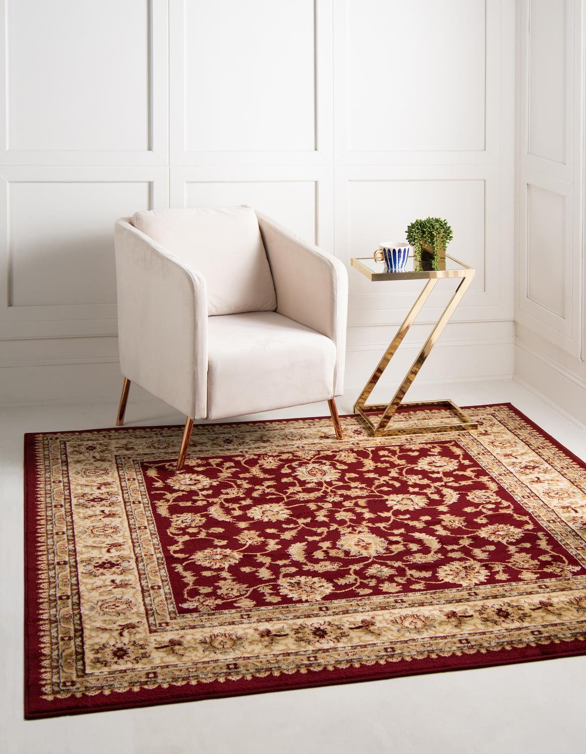 Quadratisch Teppich Classic Agra in Rot von Hadorn™ - Lifestyle Image