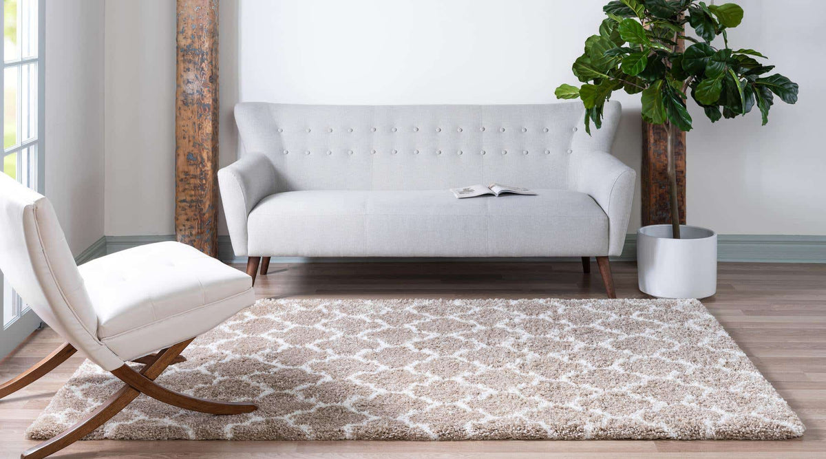 Rechteck Hochflorteppich Marrakesh Shag in Taupe von Hadorn™ - Lifestyle Image