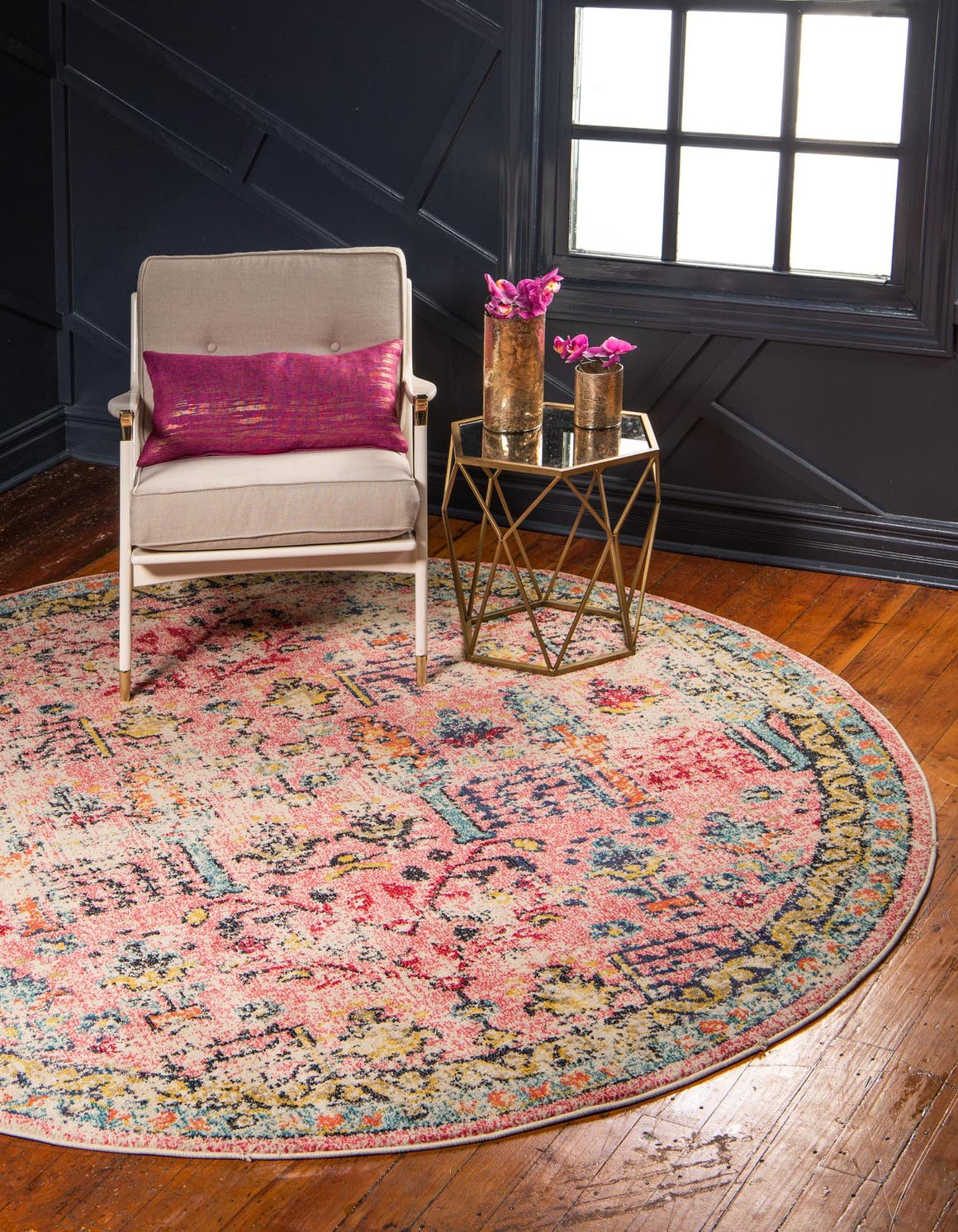 Rund Teppich Alta in Rosa von Hadorn™ - Lifestyle Image