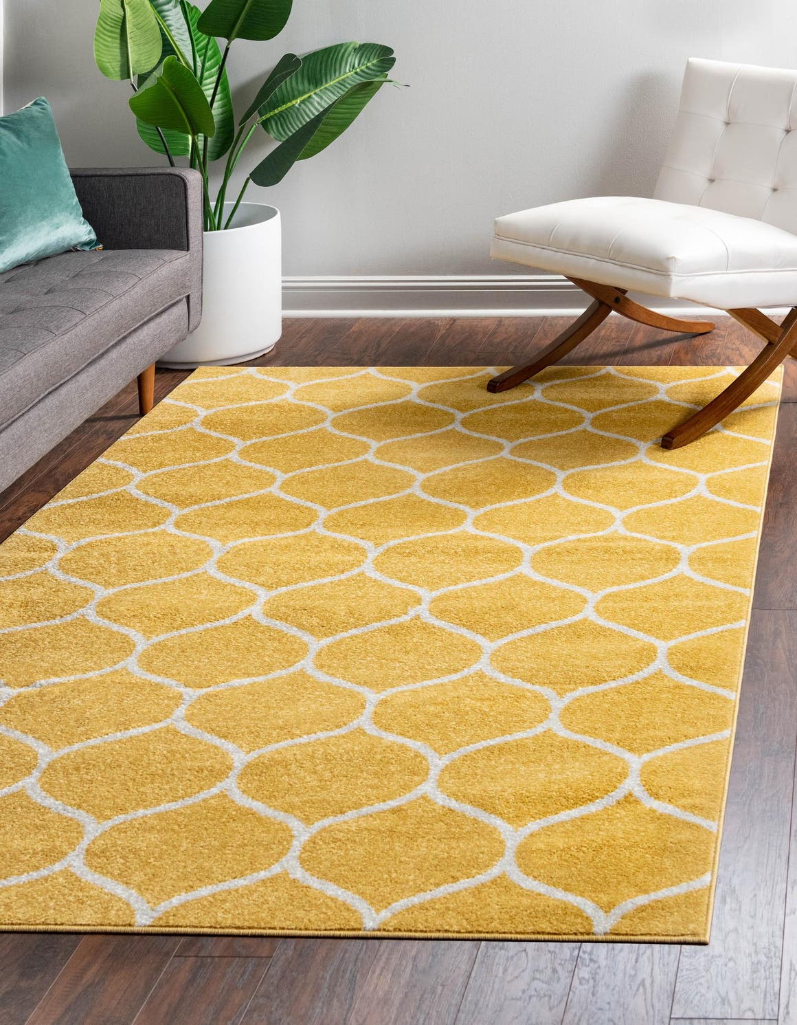 Rechteck Teppich Trellis Frieze in Gelb von Hadorn™ - Lifestyle Image
