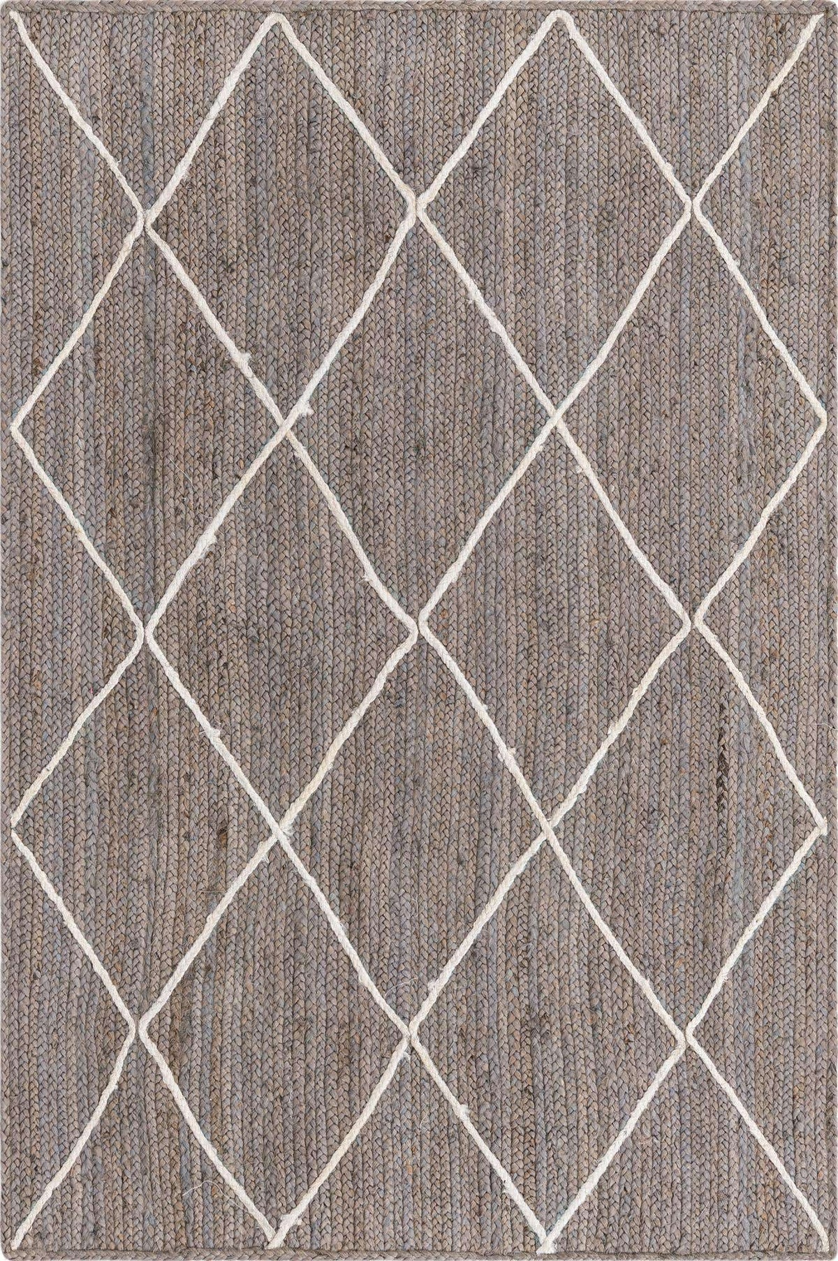 Rechteck Handgeflochten Teppich Braided Jute in Grau von Hadorn™ - Lifestyle Image