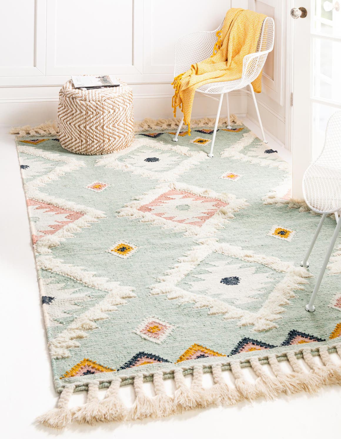 Rechteck Handgeflochten Teppich Arizona in Helles Aqua von Hadorn™ - Lifestyle Image