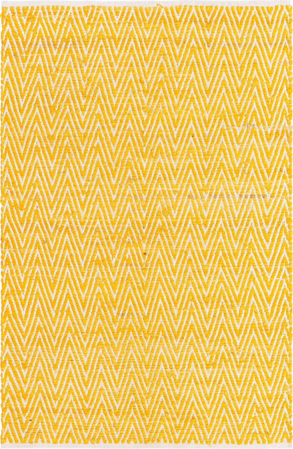 Rechteck Handgeflochten Teppich Chindi Chevron in Gelb von Hadorn™ - Lifestyle Image