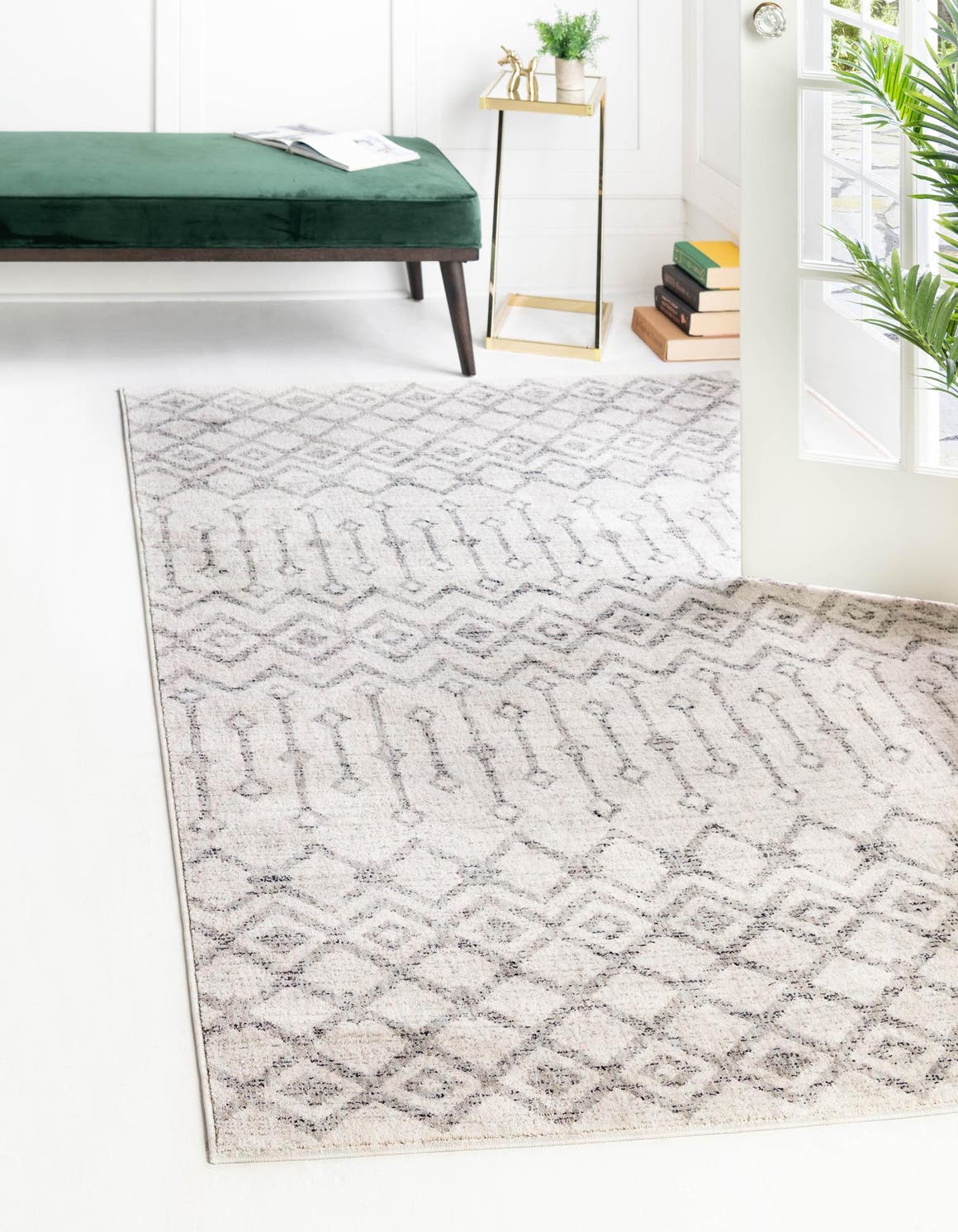 Rechteck Teppich Eco Trellis in Elfenbein von Hadorn™ - Lifestyle Image