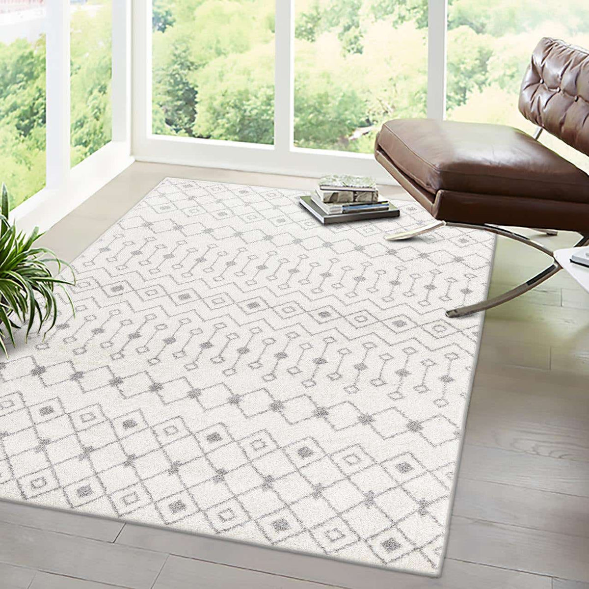 Rechteck Teppich Moroccan Trellis in Elfenbein und grau von Hadorn™ - Lifestyle Image