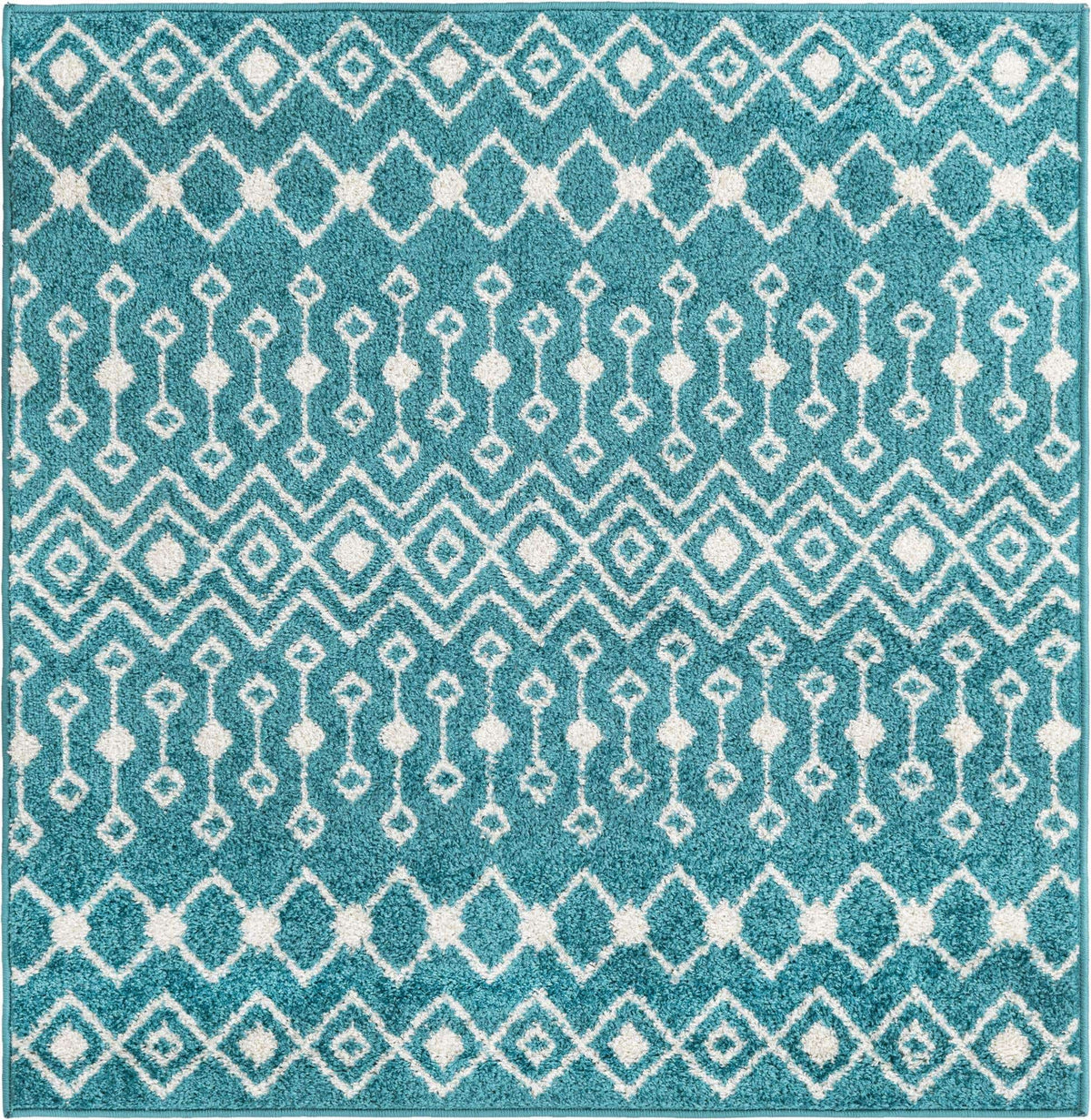 Quadratisch Teppich Moroccan Trellis in Türkis von Hadorn™ - Lifestyle Image