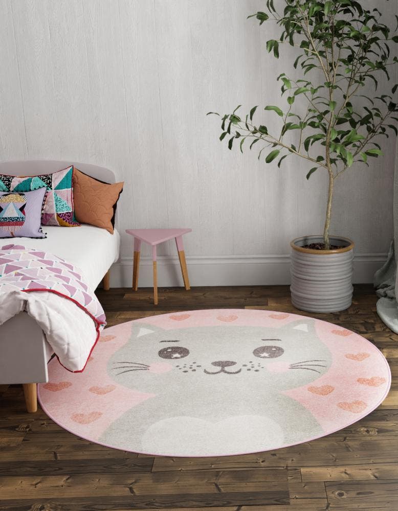 Rund Teppich Whimsy Kids in Rosa von Hadorn™ - Lifestyle Image