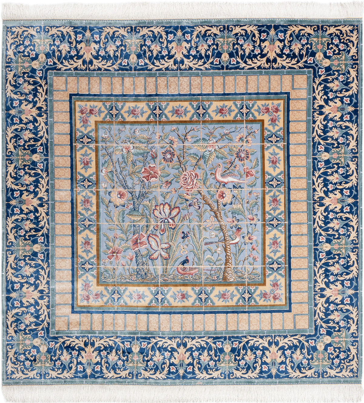 Quadratisch Teppich Ghom Design in Blau von Hadorn™ - Lifestyle Image