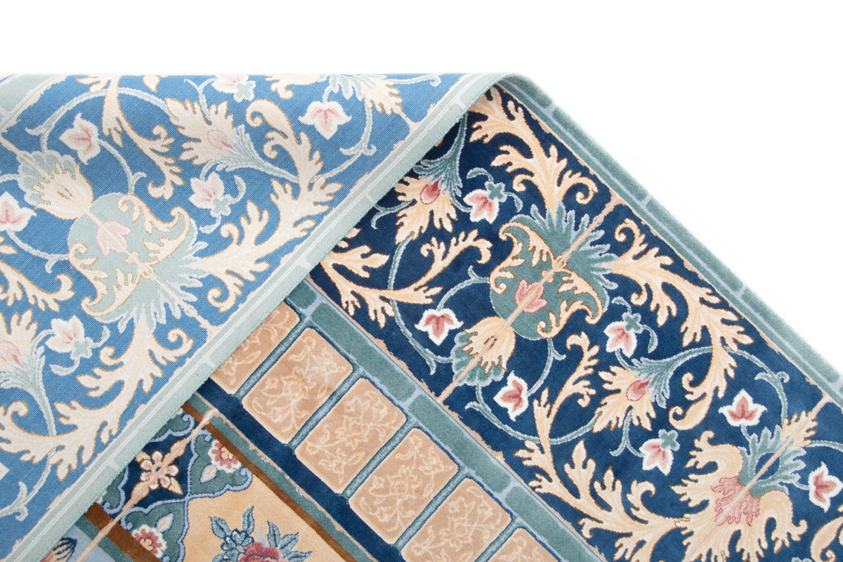 Quadratisch Teppich Ghom Design in Blau von Hadorn™ - Lifestyle Image