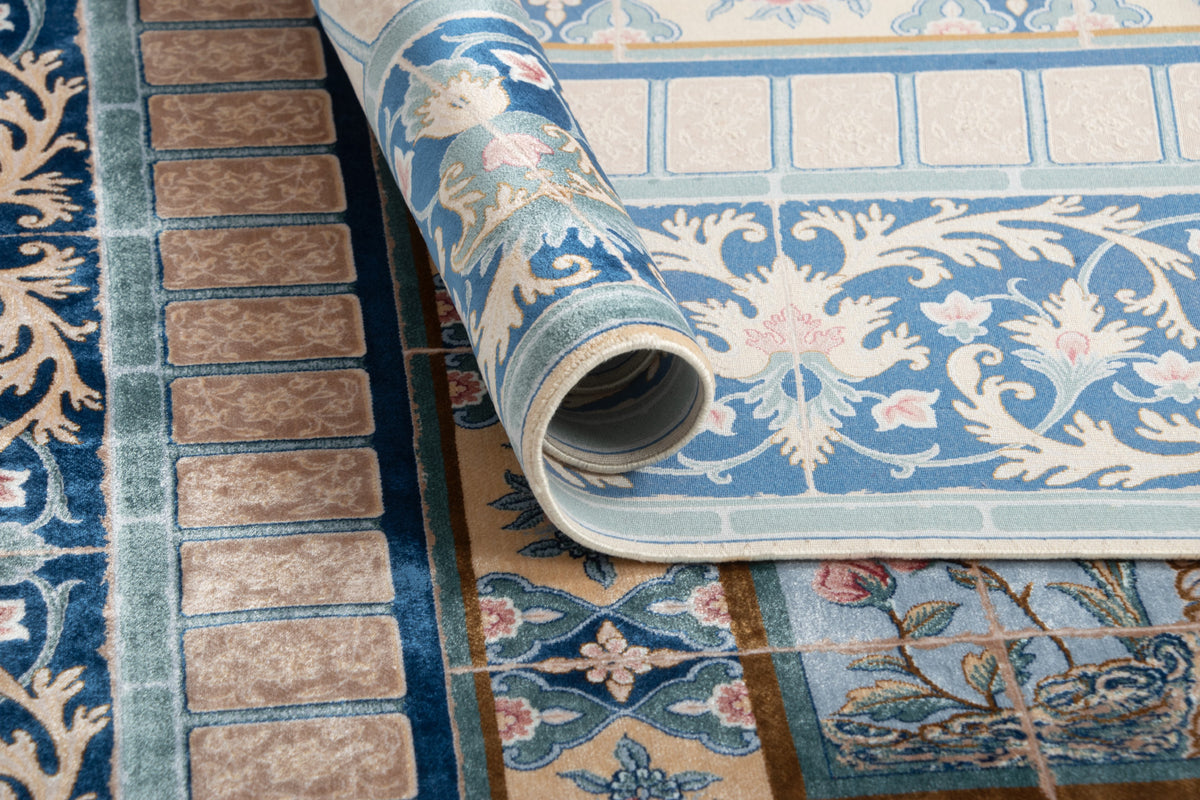 Rechteck Teppich Ghom Design in Blau von Hadorn™ - Lifestyle Image